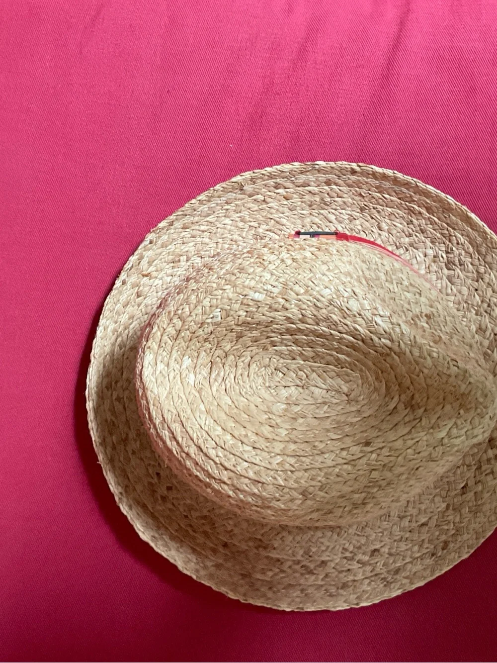 Sun and Sand - Straw Fedora Hat with Orange-Red Stripe Band